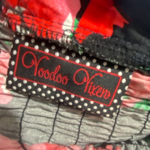 Voodoo Vixen Floral Black & Red Floral Swing Dress - Picture 8 of 10